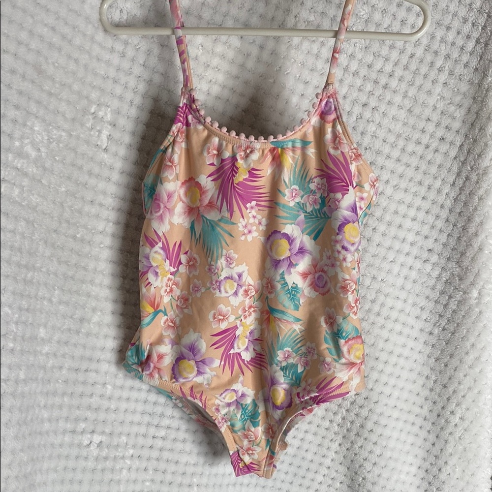 Hobie Girls Tropical Print Floral One Piece Swimsuit